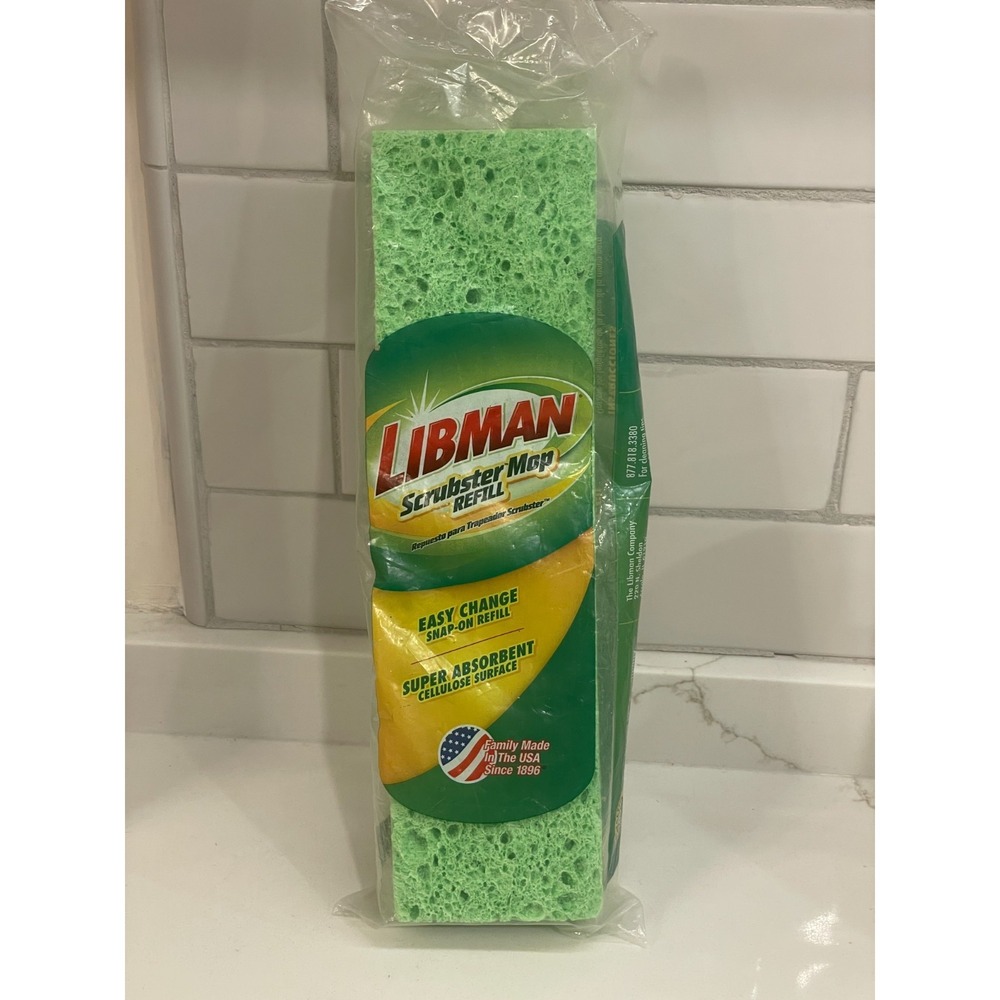 Libman Scrubster‎ Mop Refill Easy Change Snap On Super Absorbent New Sealed